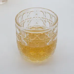 Toptan 200ml özel Logo Stemless Highball içme şarap bardakları altın jant cam ile