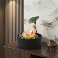 Fontaine d'eau décorative Lotus pour salon, table basse, bureau, lampe de décoration, artisanat en résine Feng Shui pour la maison