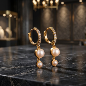 Pendientes de Aro Clásicos Chapados en Oro con Circonitas Colgantes, Joyería Certificada para Mujer, Ideales para Fiestas - Product Image 3