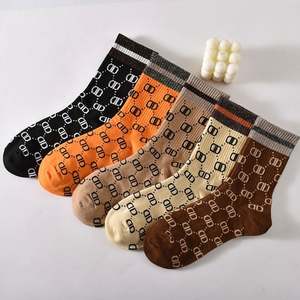 Calcetines Negros de Algodón hasta la Rodilla, Estilo Europeo Americano, Calcetines Dobles D, Calcetines Medios para Mujer, Calcetines Casuales - Product Image 4