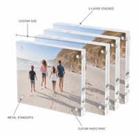 Support d'affichage photo en acrylique HOTEAM, cadre photo flottant, support photo magnétique transparent pour bureau, vente en gros personnalisée OEM