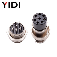 Conector Circular GX16 de Metal Plateado de 16 mm, Adaptador de Corriente de 2-10 Pines, Montaje en Panel, con Tapa Antipolvo