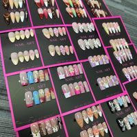 Faux ongles à presser faits main, style français, sculptés à la main, motif floral, longs, forme amande, en gros