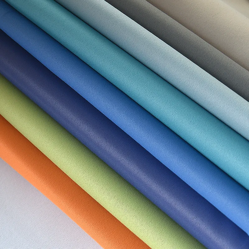 Factory Wholesale double faced 100% polyester dimout curtain fabric high precision satin blackout fabric for curtains
