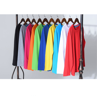 Prix bon marché, vente en gros de t-shirts unis à manches longues en polyester pour hommes, t-shirts unisexes blancs avec impression de logo personnalisé pour hommes