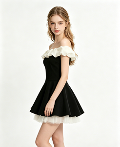 Robe courte contrastée pour <span class=keywords><strong>femme</strong></span>, taille ajustée, <span class=keywords><strong>jupe</strong></span> tutu de ballet, imprimé numérique, Spandex/Nylon, pour spectacle de danse - Product Image 5