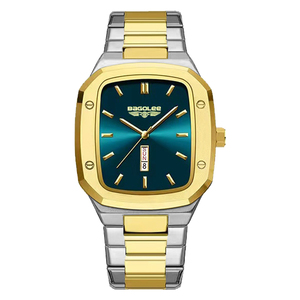 Men's Dual-calendar Square <b>Watches</b> Business <b>Rectangular</b> Dial Waterproof Quartz <b>Watch</b> Steel Strap Week Calendar Wristwatches - Product Image 3