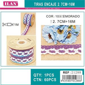 Strisce di pizzo Ilan 2,7 cm x 16 m viola per artigianato e decorazioni - Product Image 3