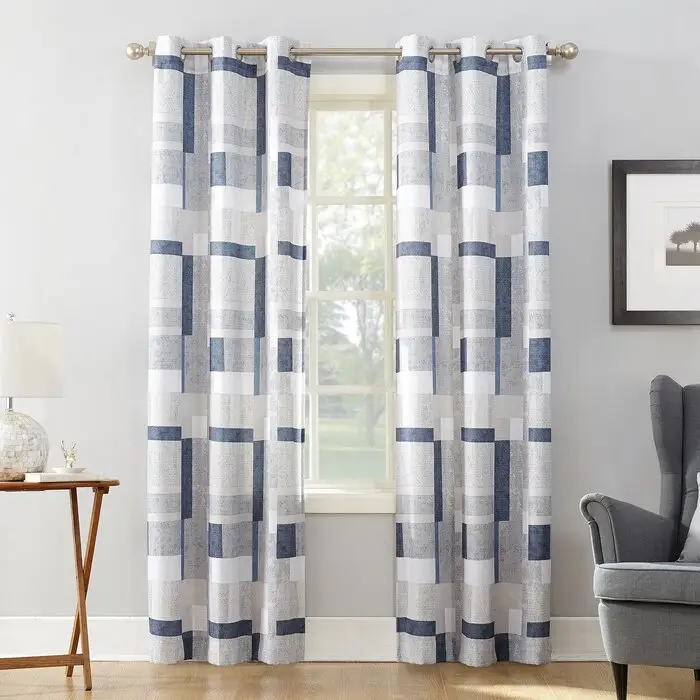 European Style Living Room Ready Made Window Blackout Printed Curtains Fabric Wholesale Plaid Woven Brocade Fabric Service