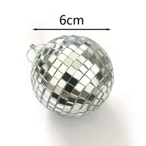 6 Pieces Mini Mirror Disco Balls Set 6cm Silver Christmas Hanging Balls Decor Reflective Glass Disco Ball