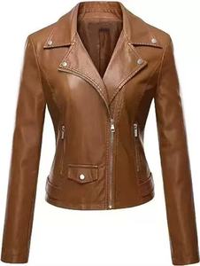 Chaqueta de Pu para <span class=keywords><strong>mujer</strong></span> de alta calidad de fábrica de China para Otoño Invierno Blouson Sngal Color en blanco Estilo fresco <span class=keywords><strong>Mujer</strong></span> Chaqueta de cuero de Pu agradable - Product Image 6