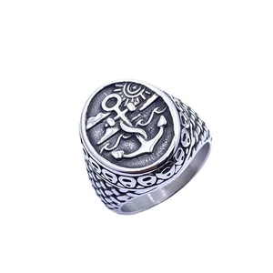 Anchor <b>Ring</b> <b>For</b> <b>Men</b> Stainless Steel Retro <b>Silver</b> Round Design Gift Jewelry 216014 - Product Image 3