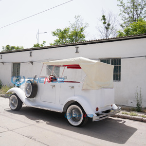 Voiture électrique classique vintage blanche personnalisée, très demandée, avec plusieurs options de couleurs de capote, véhicule rétro pour exposition de mariage - Product Image 6