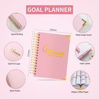 Cadeau pour Filles, Planificateur Hebdomadaire 2026 Rose avec Logo Doré Personnalisé, Cahier d'Objectifs