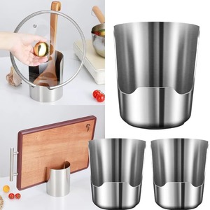 Support multifonctionnel en acier inoxydable pour couvercles de casseroles, organisateur de comptoir de cuisine, support de rangement pour spatules et planches à découper, gadget de cuisine - Product Image 1