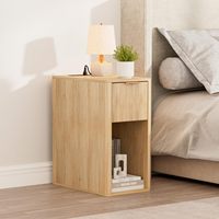 Venta Directa de Fábrica: Gabinete de Noche Estrecho de Madera Premium con Cajones Acanalados y Almacenamiento Abierto para Dormitorio y Hotel