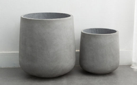 Jardinières rondes minimalistes modernes en ciment Pots de fleurs en béton d'intérieur/d'extérieur pour le prêt de paysages extérieurs ou intérieurs