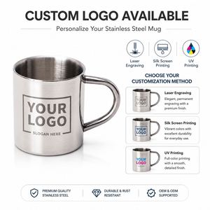 Mug à café isotherme en acier inoxydable 304 avec poignée, personnalisable avec logo, vente en gros, 200ml 300ml 400ml 500ml, pour camping et extérieur - Product Image 4