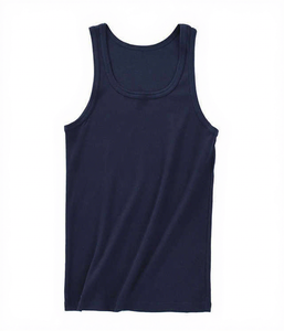 เสื้อกล้ามลำลองผู้ชายสีน้ำเงินกรมท่า คอกลม ผ้าถักเนื้อเรียบ - Product Image 1