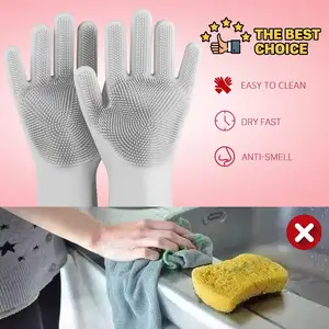 Sarung Tangan Silikon Scrubber Sarung Tangan Silikon untuk Pencuci Piring Sarung Tangan Silikon Ajaib