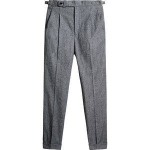 Nouveau <span class=keywords><strong>pantalon</strong></span> rétro à boucle unique à chevrons affaires Simple décontracté <span class=keywords><strong>Tweed</strong></span> rayures épaissi <span class=keywords><strong>pantalon</strong></span> droit mince pour hommes - Product Image 6