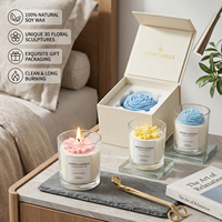 Symphonie parfumée d'élégance, ensemble cadeau de bougies en verre parfumées avec des fleurs colorées, pot transparent, bougie aromatique à la cire de soja