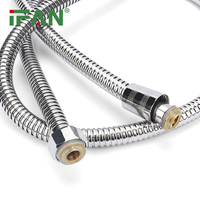 Tuyau de douche à main IFAN tuyau Epdm gris à l'intérieur de l'écrou en laiton insert en laiton Double boucle tuyau de douche Flexible chromé