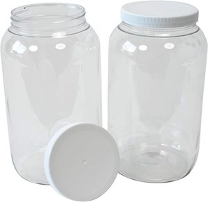 1 Gallon Clear Plastic Jars With Ribbed Liner Screw On Lids,PET Plastic, Bulk Storage Containers