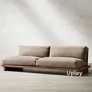 Sofá recto de madera maciza Retro de estilo japonés, muebles nórdicos Vintage ligeros de lujo para el hogar, sala de estar individual y doble moderna - Product Image 6