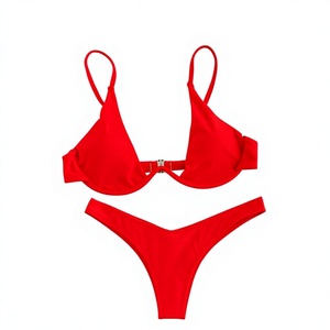 <span class=keywords><strong>Bikini</strong></span> deux pièces pour femmes européennes et américaines, push-up, avec armatures, couleur unie, séchage rapide, écologique - Product Image 1