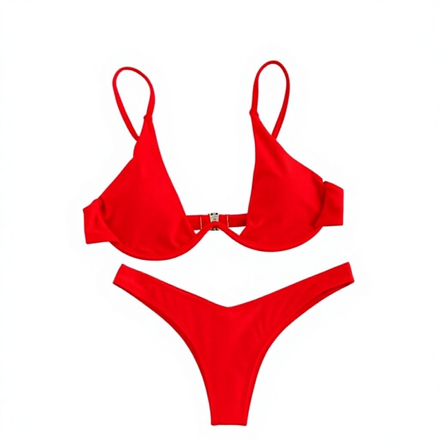 European American Women's Bikini Two-Piece Push-Up Underwire Solid Color Quick-Drying Eco-Friendly