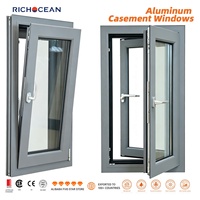 Ventanas Abatibles de Aluminio Insonorizadas para Villas Personalizadas RICHOCEAN, Ventana de Vidrio Doble Aislante con Rotura de Puente Térmico