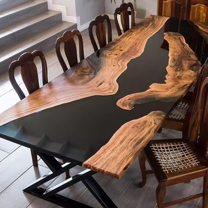Artistic Versatile Modern Epoxy Resin <b>Dining</b> Table Luxury Home Hotel Use Durable Stable Metal Legs - Product Image 5