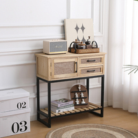 Meuble de salon moderne nordique rustique en bois, console d'entrée avec tiroirs et étagères de rangement, gain de place, style Shaker