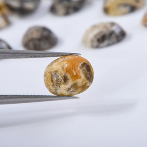 Groothandel Ovale Natuurlijke Gele Gekke Agaat Gefacetteerde Platte Bodem Losse Agaat Edelsteen Voor Diy Sieraden Maken - Product Image 2