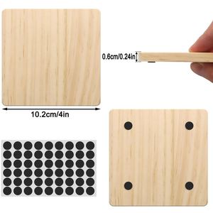 Venta al por Mayor de 24 Posavasos de Madera DIY con Almohadillas de Espuma Antideslizantes, Posavasos Grabados para Decoración del Hogar y Suministros de Cocina - Product Image 2