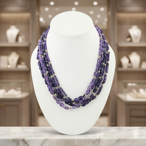 Collier Multicouche en Perles d'Améthyste pour Femme Art Palace, Bijou de Fête en Pierre Naturelle, Idéal Cadeau - Product Image 2