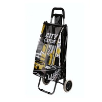 Chariot de courses écologique réutilisable à 2 roues en polyester avec logo personnalisé et sacs de transport durables pour supermarché