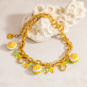 Bracelet à breloques en forme de fruit, plaqué or, pendentif citron, bijoux pour femmes, cadeau, accessoire de mode - Product Image 4