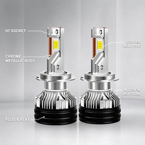 Nieuwe stijl auto LED koplampen H7 80W 7500 lm Hoge helderheid Koperen buis warmteafvoer; H4 Dubbele straal (dimlicht/grootlicht) koplamp - Product Image 6
