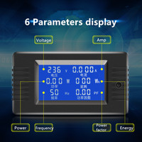 Peacefair PZEM-022 6in1 Meter Energi Satu Fasa 80-260V 100A LCD Voltmeter Amperemeter Kwh Meter dengan Coil CT