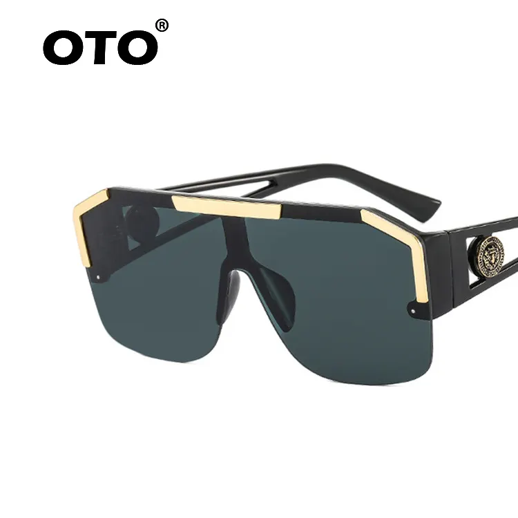 OTO 2022 Square metal Lion head shade mens sun glasses with luxury gold lion sunglasses