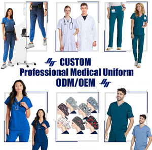Uniforme Médico Personalizado al por Mayor con Logotipo, Conjunto de Blusa y Pantalones Deportivos con Cuello en V para Hombres y Mujeres, Spandex, para Hospitales, Doctores y Enfermeras - Product Image 5
