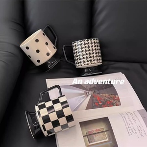Black <b>White</b> Hepburn Style Modern Simple High-footed Porcelain Cup Couple's Mug Heat-Resistant <b>Gift</b> <b>Box</b> Packaging Office Coffee - Product Image 4