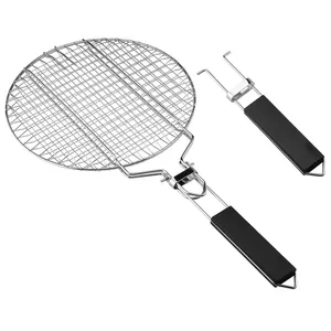 BQ-1195-R Fabricants En Gros Barbecue Outils Net Portable Bbq Rond Pliant Maille