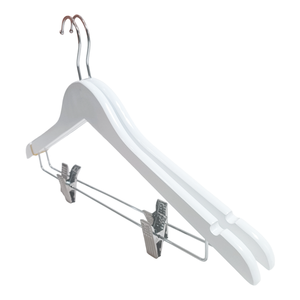 Cintres en bois massif naturel pour usine, cintres à vêtements et manteaux avec pinces, antidérapants, durables, pour armoire et salle de bain - Product Image 2