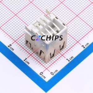 XUDF-0208-08 USB Connector Bent Lead Through Hole Connector Type-A USB 2.0 Female Right Angle Insert - Product Image 2