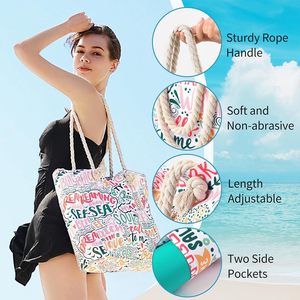 Bolsas de Playa Personalizadas para Mujer, Bolsa de Mano de Gran Capacidad para el Verano con Logotipo, Venta al por Mayor, Reutilizables - Product Image 3