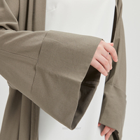 Abaya Personnalisée en Lin Naturel pour Femme, Respirante, Longueur Totale, Abaya Musulmane Unie pour Femme