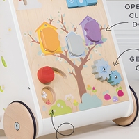 Nouveau design 2024 : Trotteur d'activités en bois pour bébé avec cuisine de jeu, poussette en bois pour enfants, trotteur à pousser pour bébé KT1108